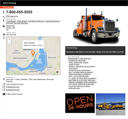 Your Gold Listing contains all that your customers need to find you and more. A screenshot of a Gold Listing's Detail Page