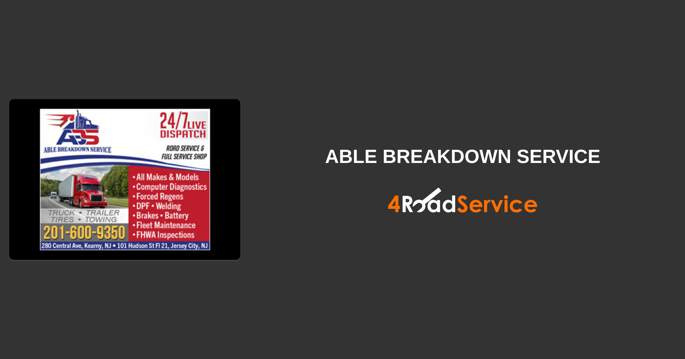 ABLE BREAKDOWN SERVICE in Kearny, NJ ・ 4 Road Service