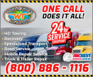 A-1 WORLD TRUCK TOWING & RECOVERY logo