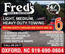 FRED'S TOWING and TRANSPORT - 919-690-0604 logo