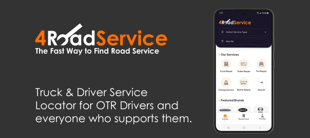 A promotional image for the 4RoadService 3 Mobile app showing a screenshot if the app on a Google Pixel phone.