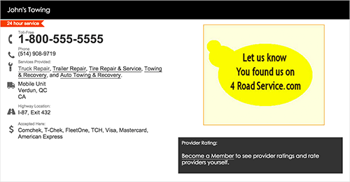Your Free Bronze Listing gets your name out there. A screenshot of a Bronze Listing's Detail Page